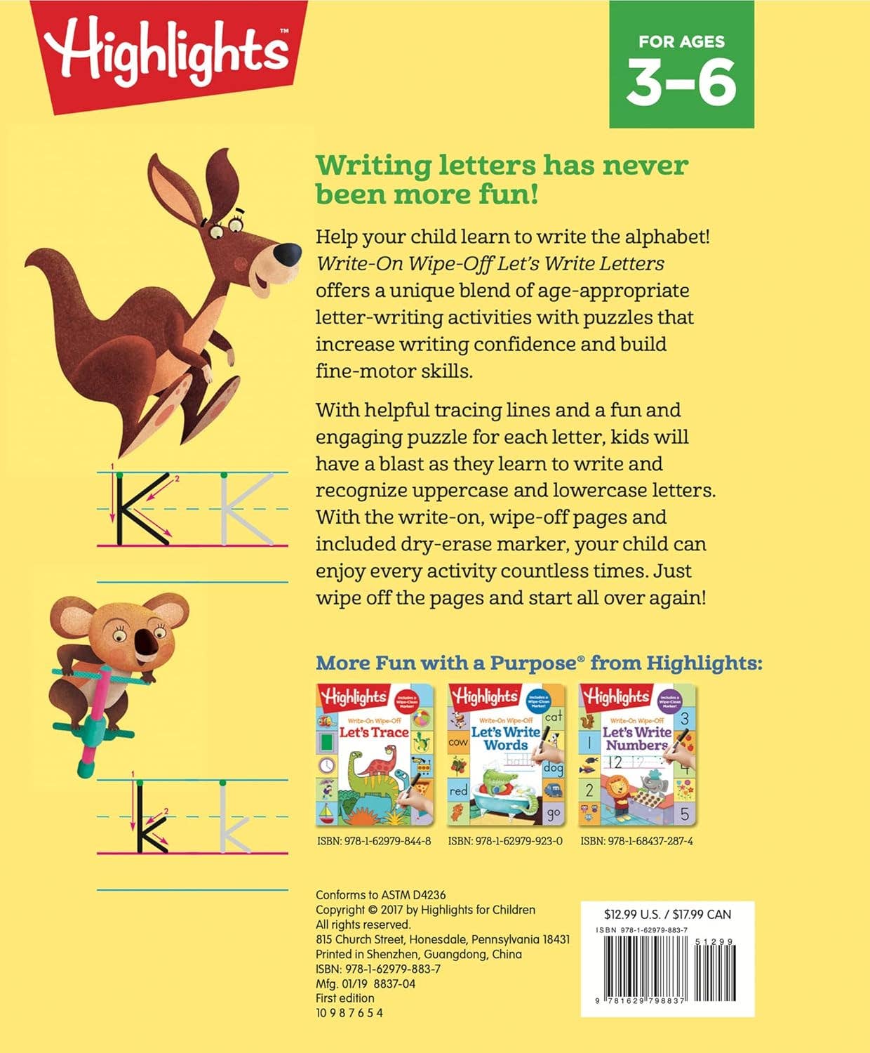 Highlights for Children - Write-On Wipe-Off Let's Write Letters