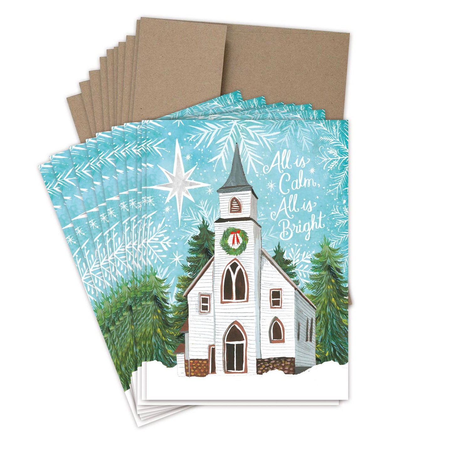 Biely & Shoaf - Calm & Bright Church Boxed Holiday Cards - Set of 10