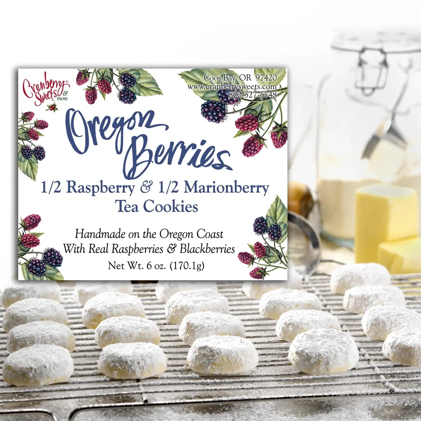 Cranberry Sweets & More - Powderz Tart and Messy Oregon Berries Tea Cookies: 6 oz.