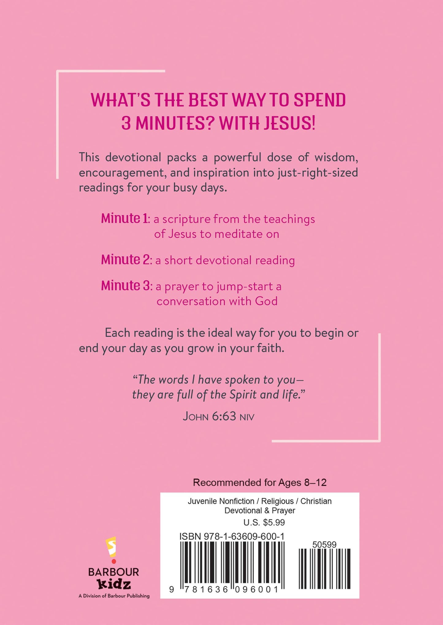 Barbour Publishing, Inc. - 3 Minutes with Jesus: 180 Devotions for Girls
