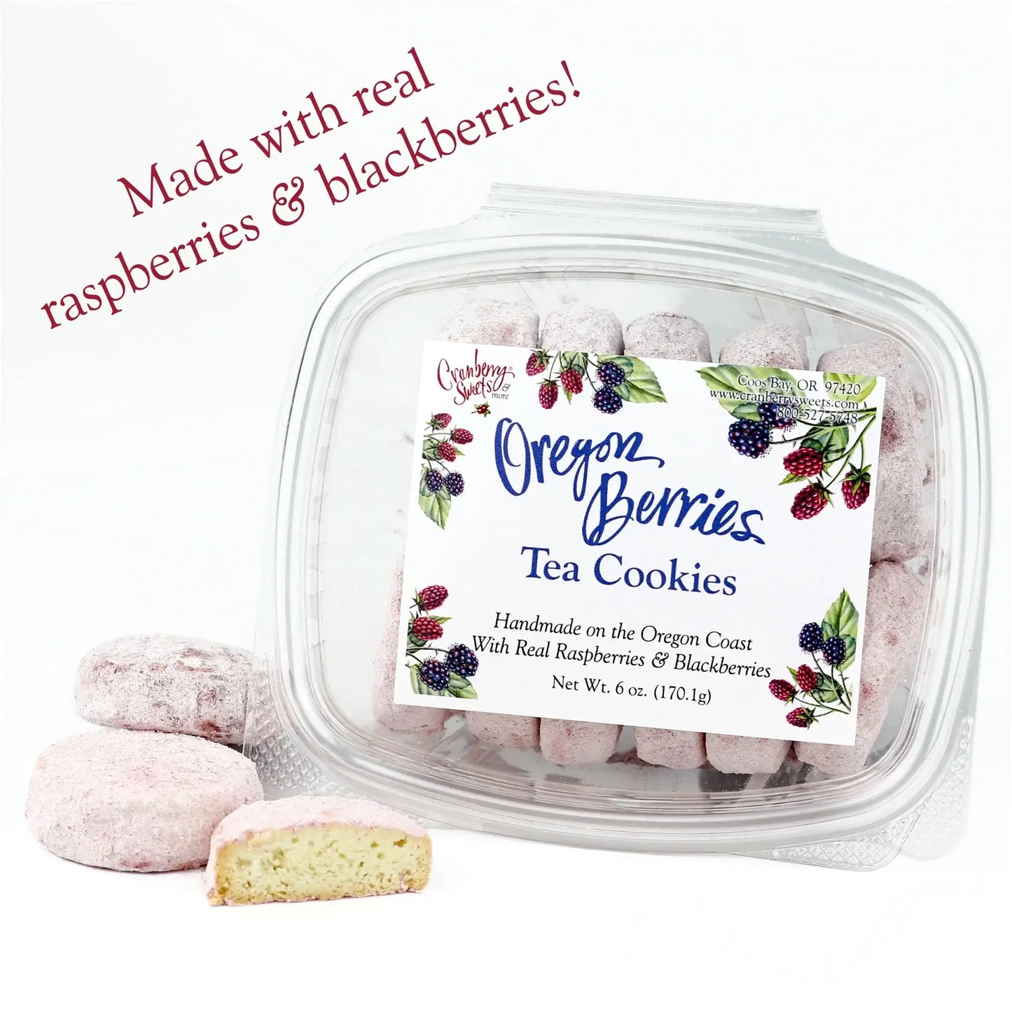 Cranberry Sweets & More - Powderz Tart and Messy Oregon Berries Tea Cookies: 6 oz.