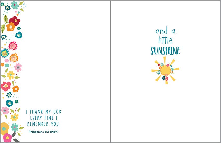 With Scripture Thinking of You Card - Sun & Little Flowers
