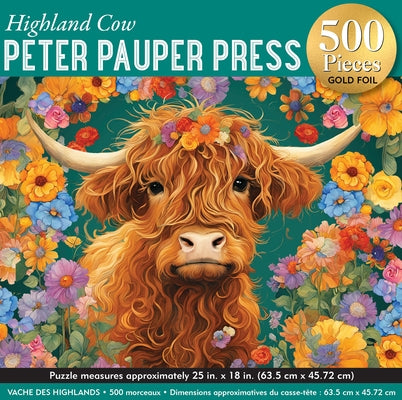 Highland Cow 500-Piece Jigsaw Puzzle (Gold Foil Highlights) by
