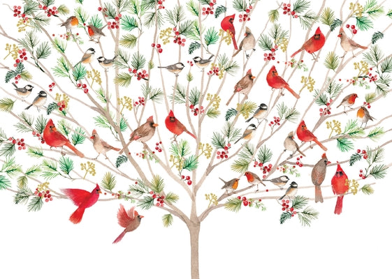 A Merry Perch Deluxe Boxed Holiday Cards (20 Cards, 21 Self-Sealing Envelopes) by Peter Pauper Press Inc