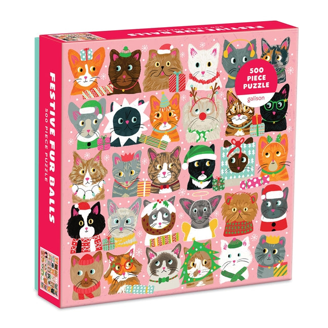 Festive Furballs 500 PC Puzzle by Galison