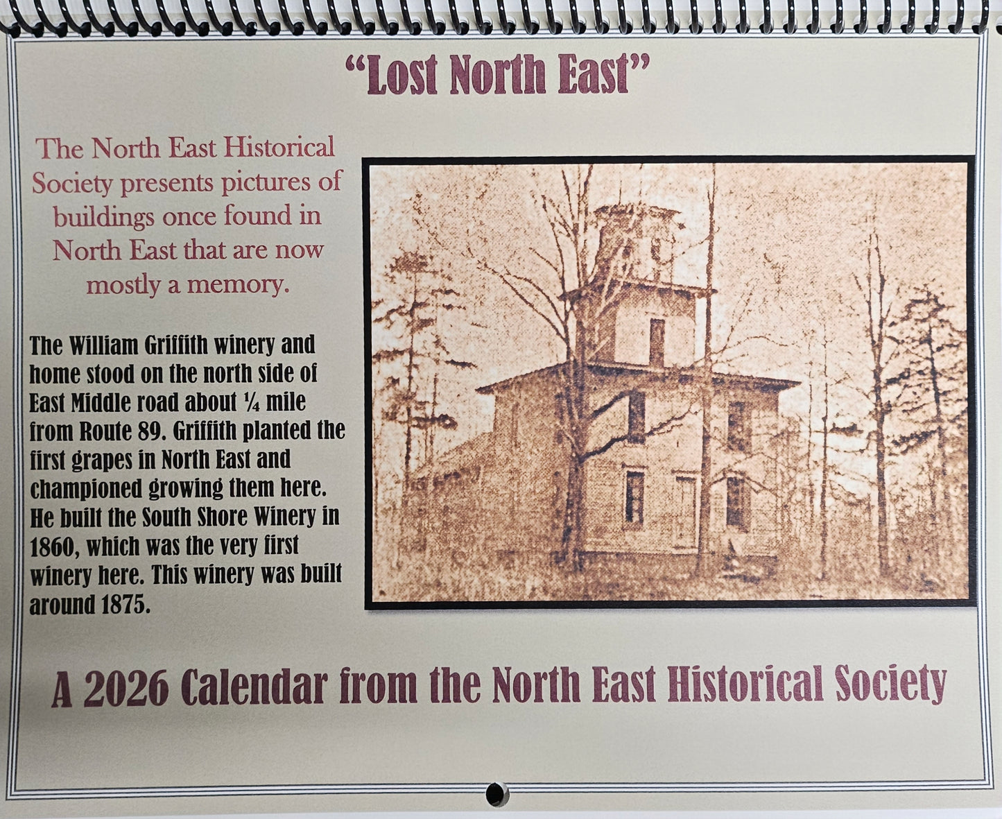 2026 Historical Society Calendar