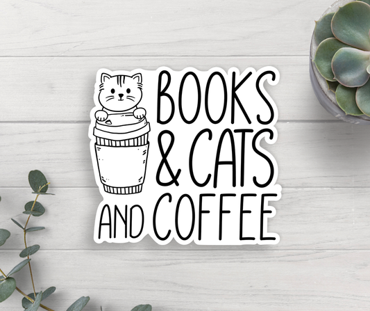 Expression Design Co - Books Cats Coffee Vinyl Sticker