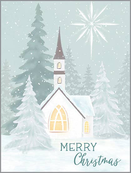 Boxed/Packaged Christmas Card - Scripture-Winter Church: Acrylic Box/10