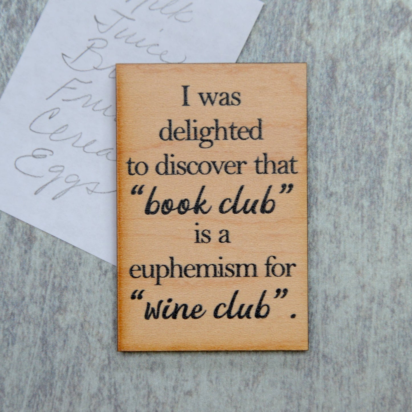 Book Club Wine Club Wooden Magnet