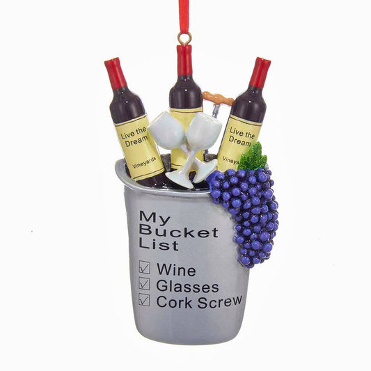 4.5"RESIN WINE "MY BUCKET LIST" ORNAMENT